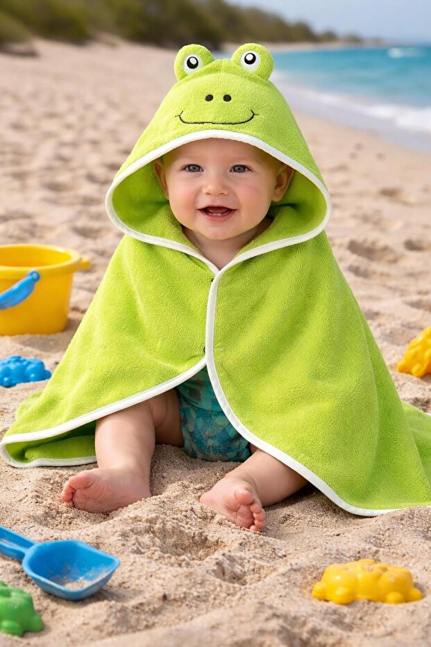 100% Cotton 75X75 Baby Bath Towel / Swaddle - Frog
