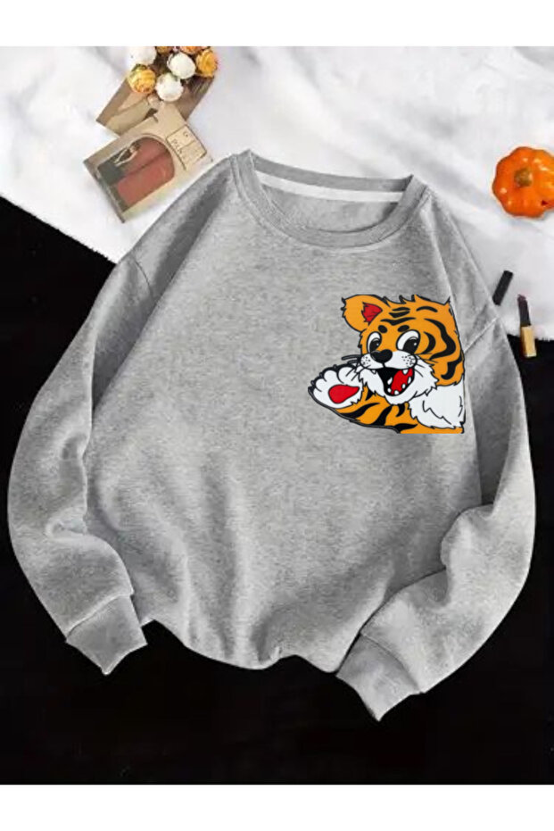 Children's 3-Yarn Sweatshirt with Lion Print