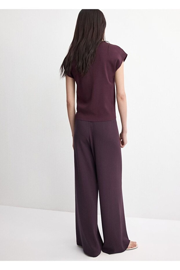 Orta bel triko pantolon - 4