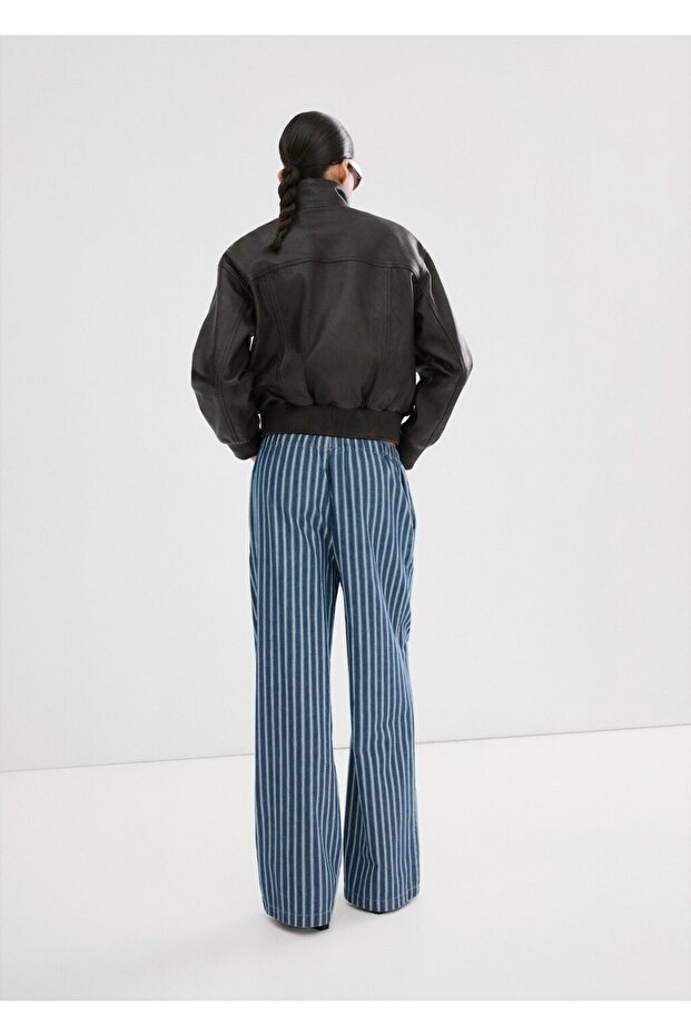 Çizgili jean pantolon - 4