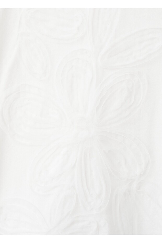 Çiçek işlemeli pamuk tişört - 5