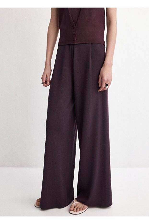 Orta bel triko pantolon - 1