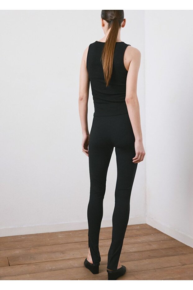 Lastik örgü pamuklu bluz - 4