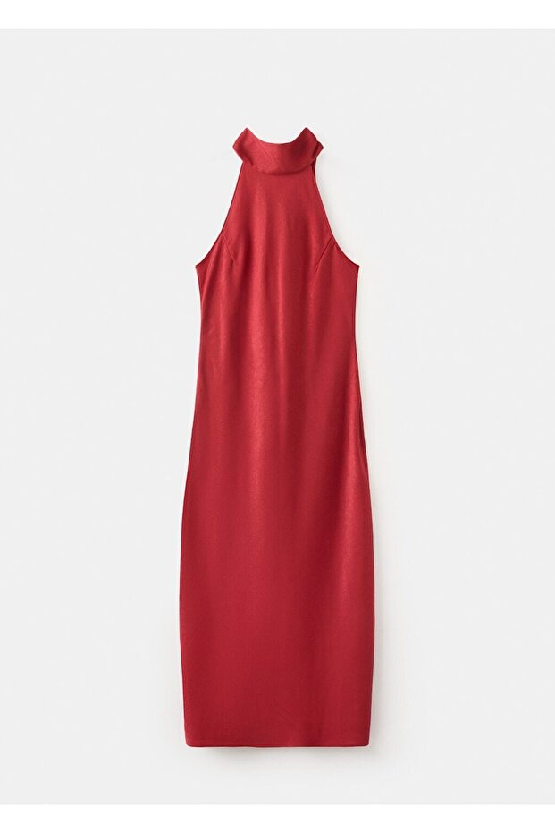 Kurdeleli halter yakalı elbise - 3