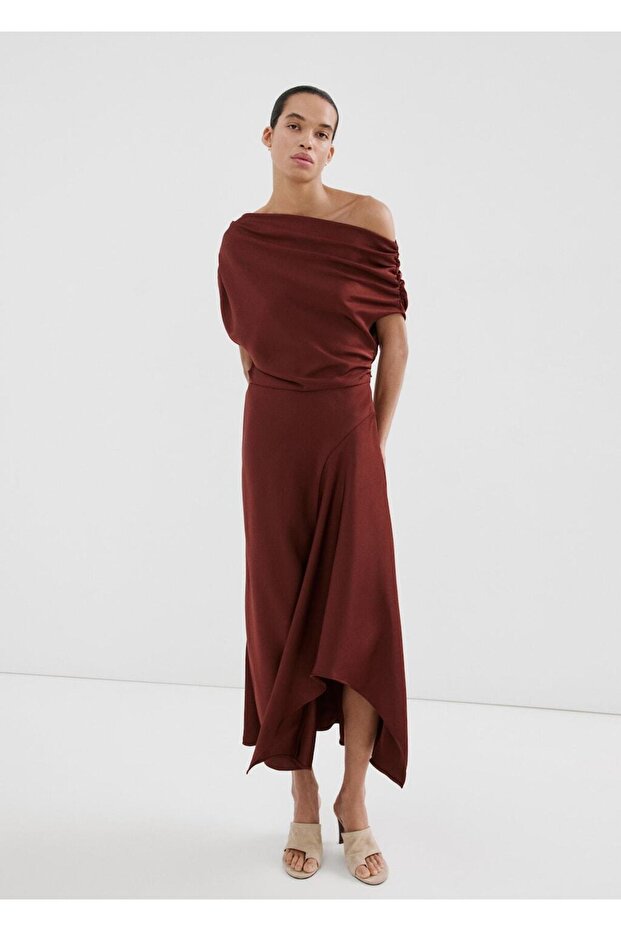 Asimetrik evaze elbise - 2