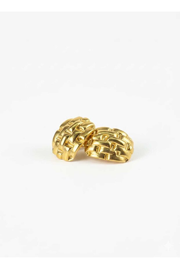 Aurora Örgü Form Gold Küpe