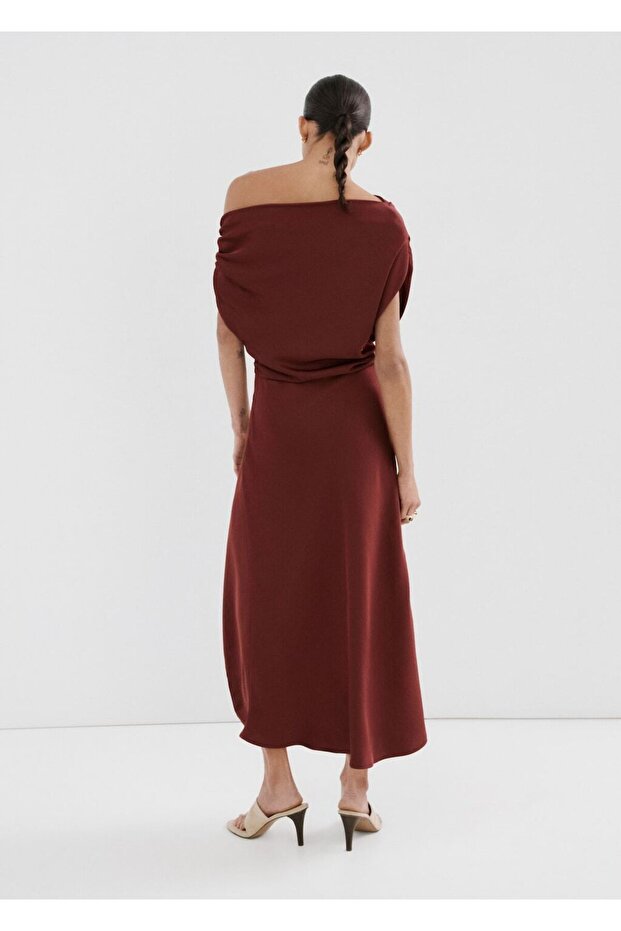 Asimetrik evaze elbise - 4