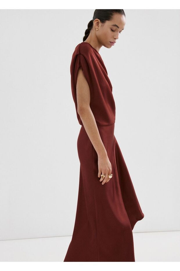 Asimetrik evaze elbise - 1