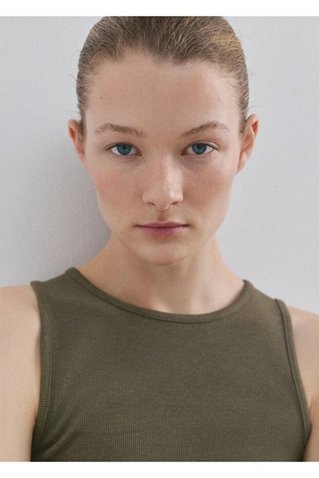 Lastik örgü pamuklu bluz - 8