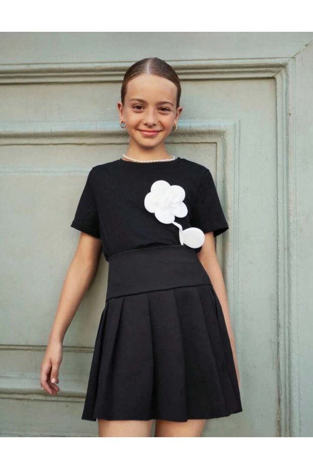 Girls' High-Waisted Pleated Skirt