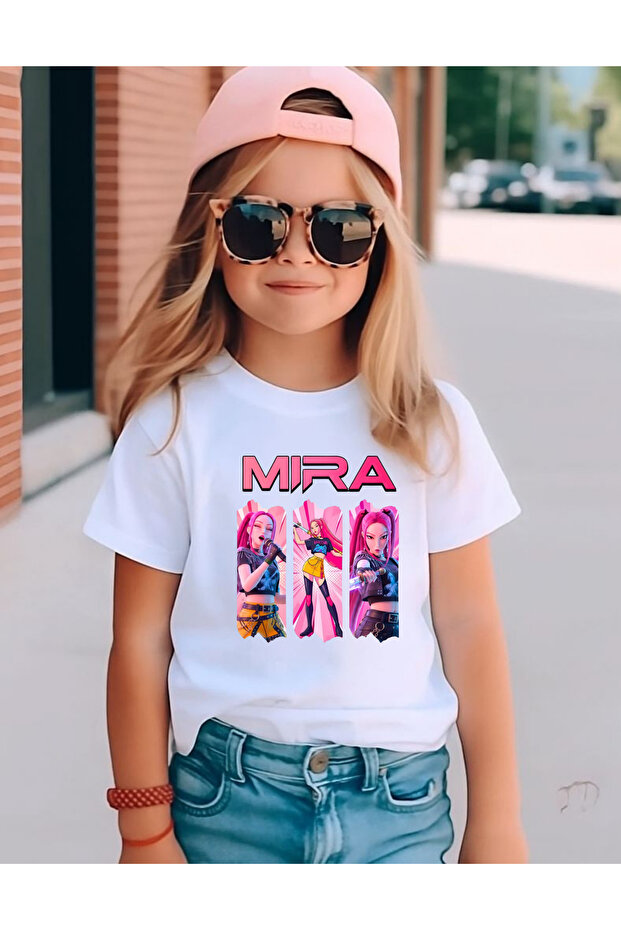 Huntrix Kpop Demon Hunter Mi̇ra Designed Cotton Premium Printed Kids T-Shirt