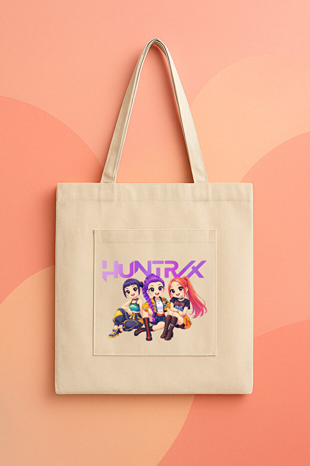 Huntrix Kpop Demon Hunter Zoey Rumi Mi̇ra Designed Premium Printed Canvas Bag