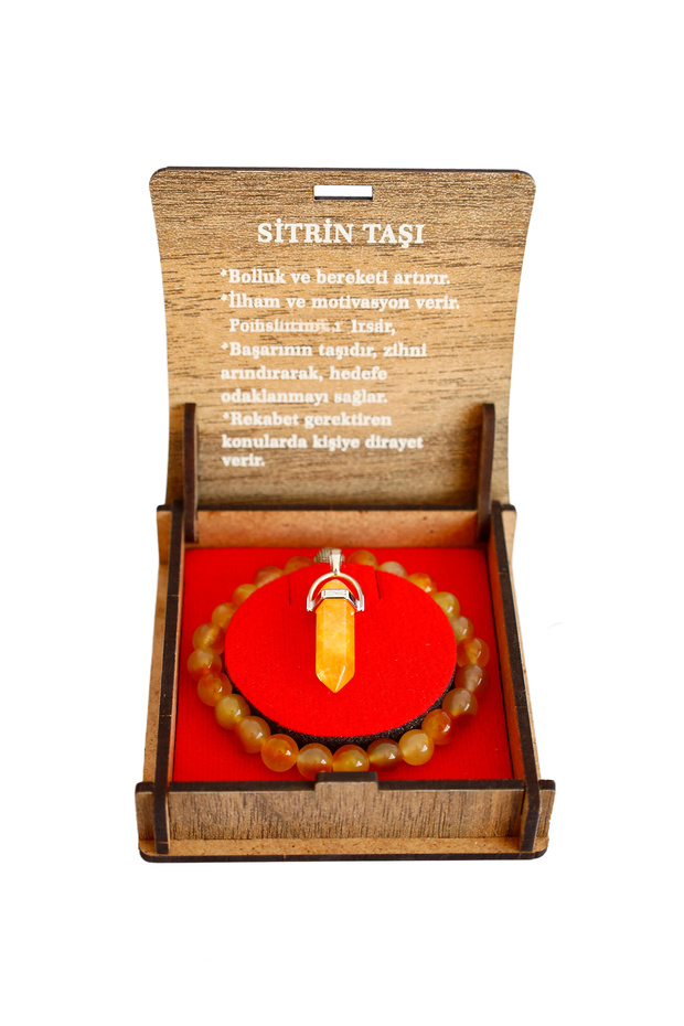 Bolluk Bereket Stone Citrine Set – Boxed Bracelet & Necklace (Chain Included)