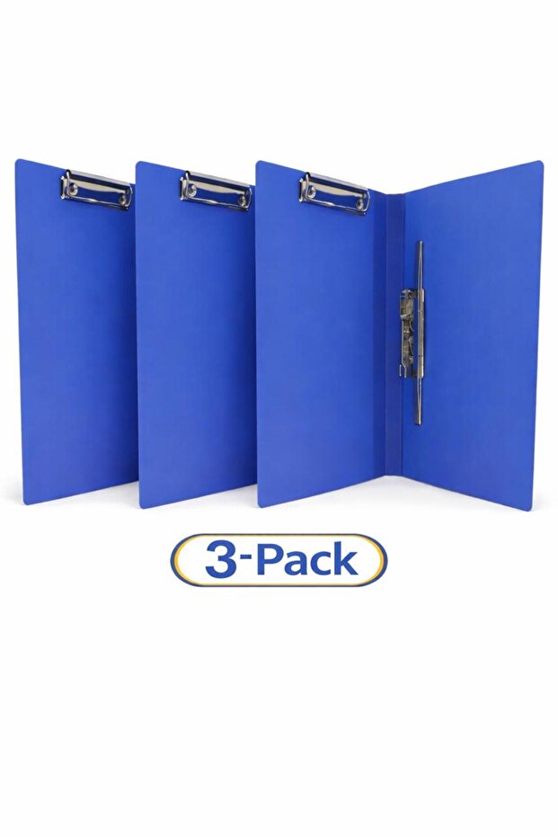 Blue Clip File Folder | Pack of 3 Files – A4 Size Document Holder with Sturdy Metal Clip