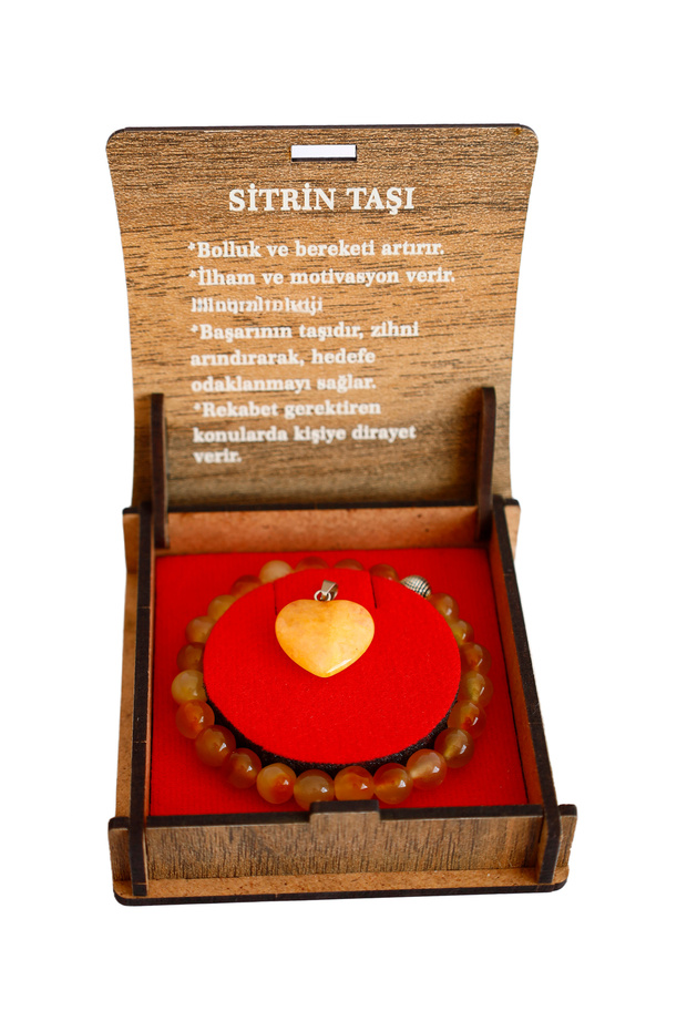 Bolluk Bereket Stone Citrine Set – Boxed Bracelet & Necklace (Chain Included)