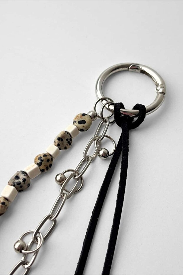 Natural Stone and Chain Detailed Charm and Keychain