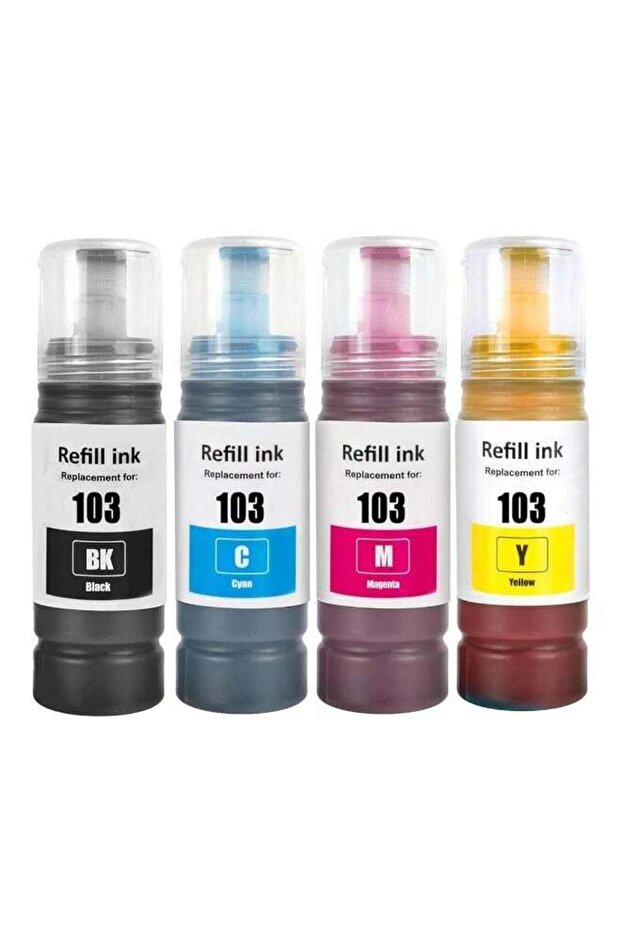 APlus 103 Epson 4-Pack Dye Ink Refill Set (BK/C/M/Y) for Epson EcoTank L-Series Printers - 70
