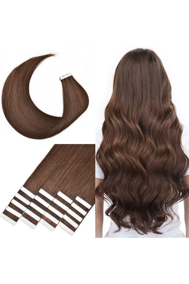 24 Inch Nature Hair Extension Tape in,Remy Seamless Skin Weft Straight Nature Tape in Extensions