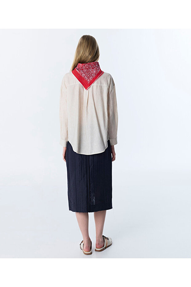 FULARLI OVERSIZE GÖMLEK - 7