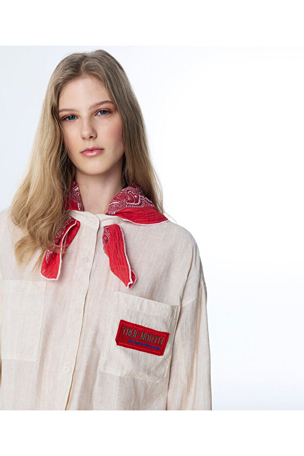 FULARLI OVERSIZE GÖMLEK - 6