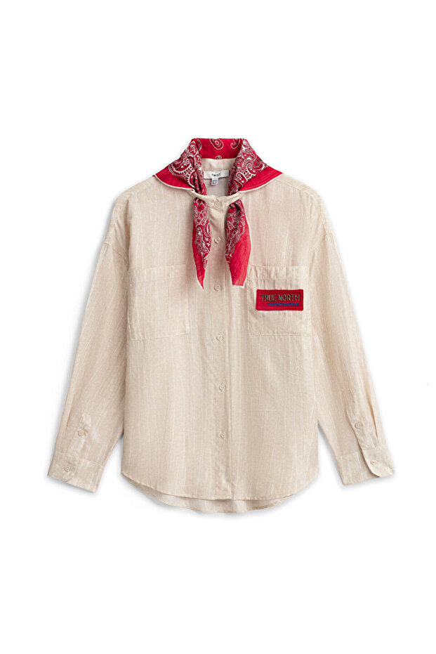 FULARLI OVERSIZE GÖMLEK - 3