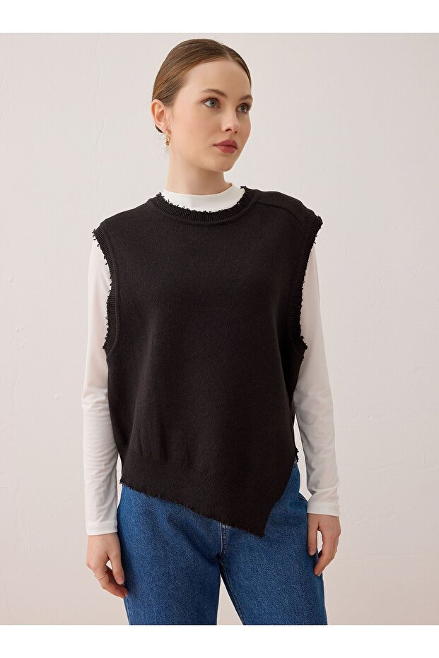 Pulover tricotat Basic - Maro - - 2