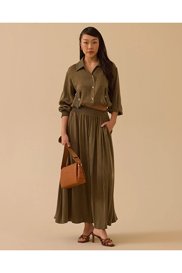 Elastik Bel Cepli Etek - 1