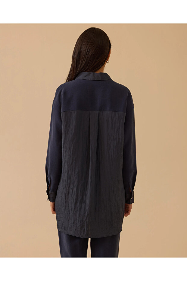 Çift Kumaşlı Düğmeli Tunik - 3