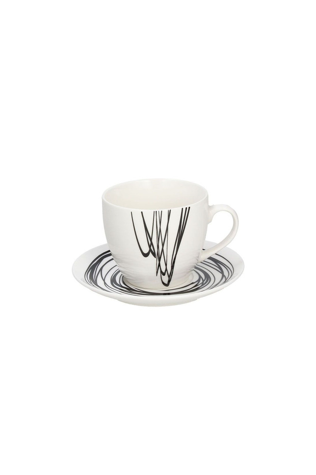 Metropolis Graphic Art Coffee Cup & Saucer 80cc – Modern Ceramic Espresso Cup Set