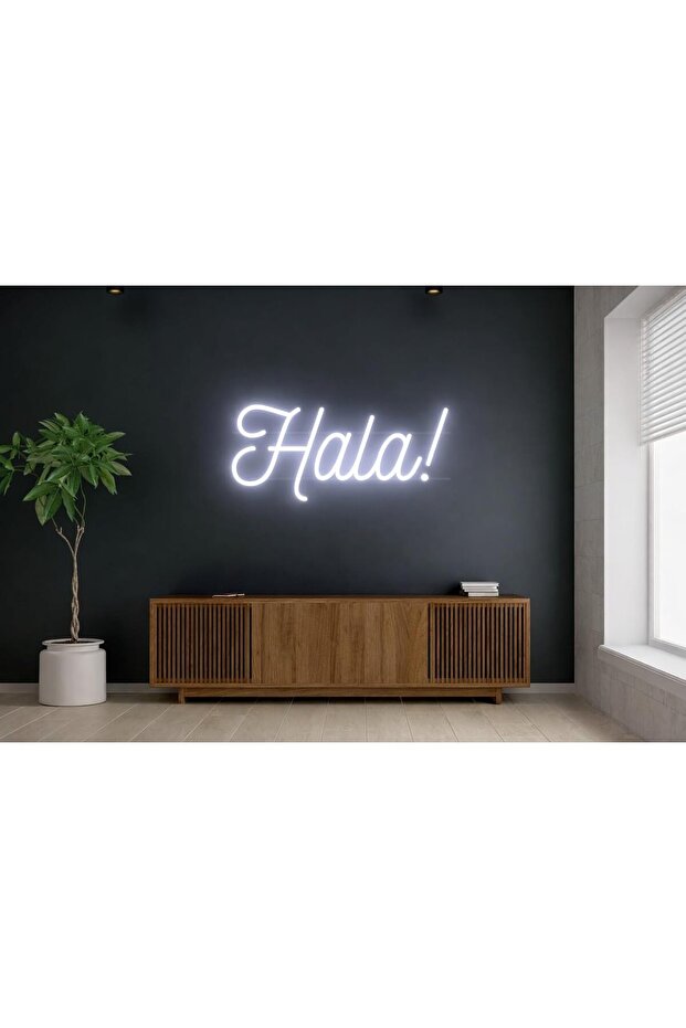 لوحة جدارية مضيئة بتقنية LED من هالا، مقاس 9×29 سم، قاعدة أكريليك بيضاء 6 مم، ديكور جداري عصري