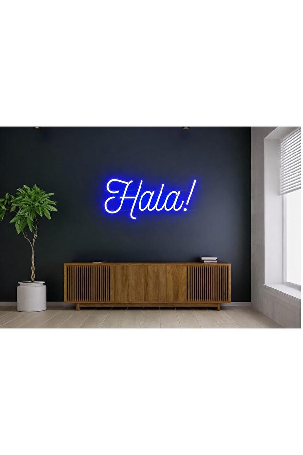 لوحة جدارية مضيئة بتقنية LED من هالا، مقاس 9×29 سم، قاعدة أكريليك زرقاء 6 مم، ديكور جداري للمكاتب وألعاب الفيديو