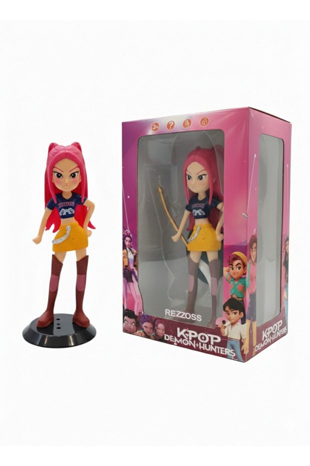 K-Pop Demon Hunters Mira Figure 19cm Pink Hair Anime Action Doll Golden Bow Stylish Fashion Doll Toy