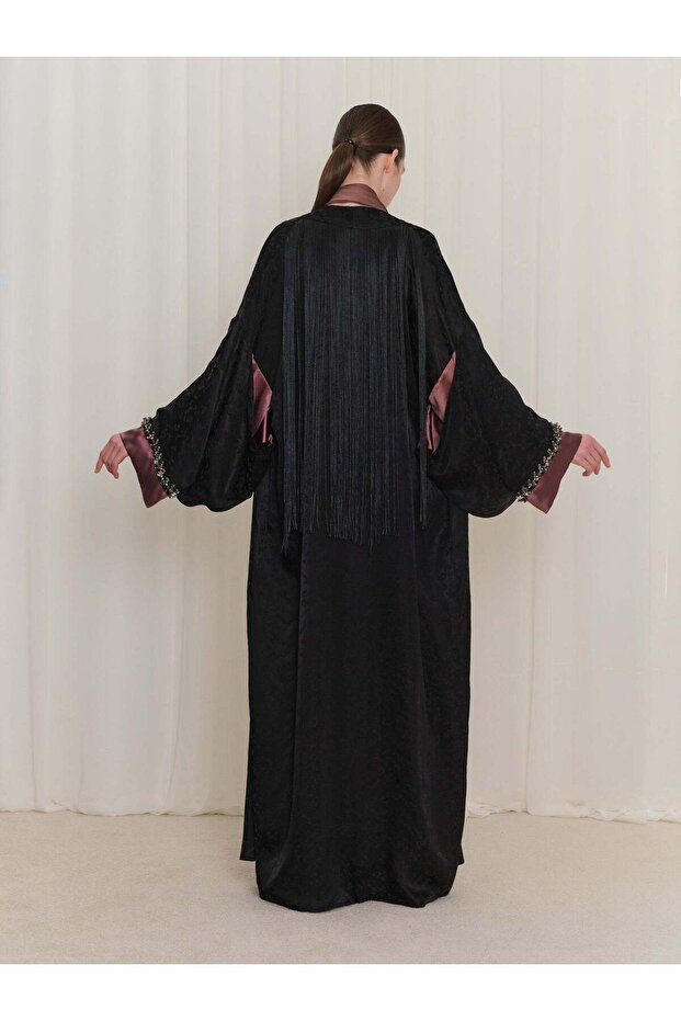 Kolda İşleme Detaylı Abaya - 5