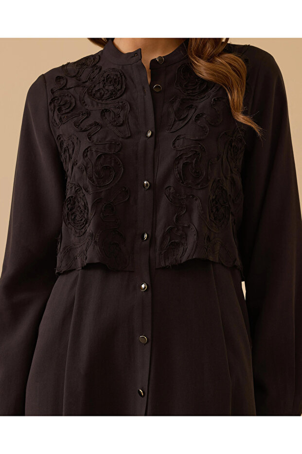 Katmanlı Nakış Detaylı Elbise - 5