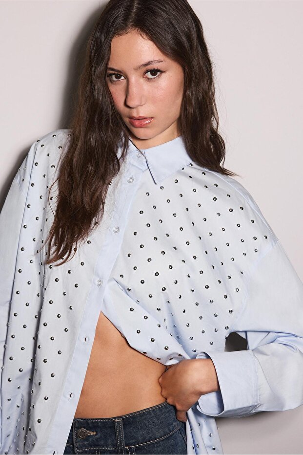 Oversize zımbalı gömlek - 4