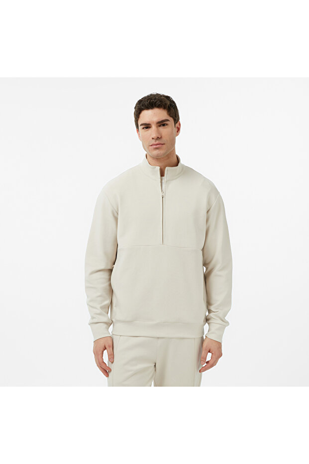 Erkek Bej Regular Fit Sweatshirt - 1