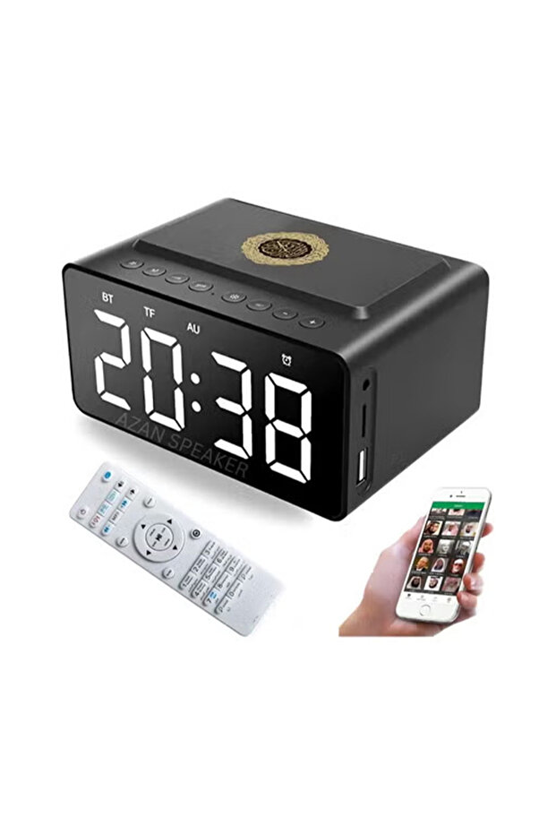 Smart Azan Clock & Quran Speaker - 2000mAh Bluetooth Portable Muslim Prayer Device with Remote