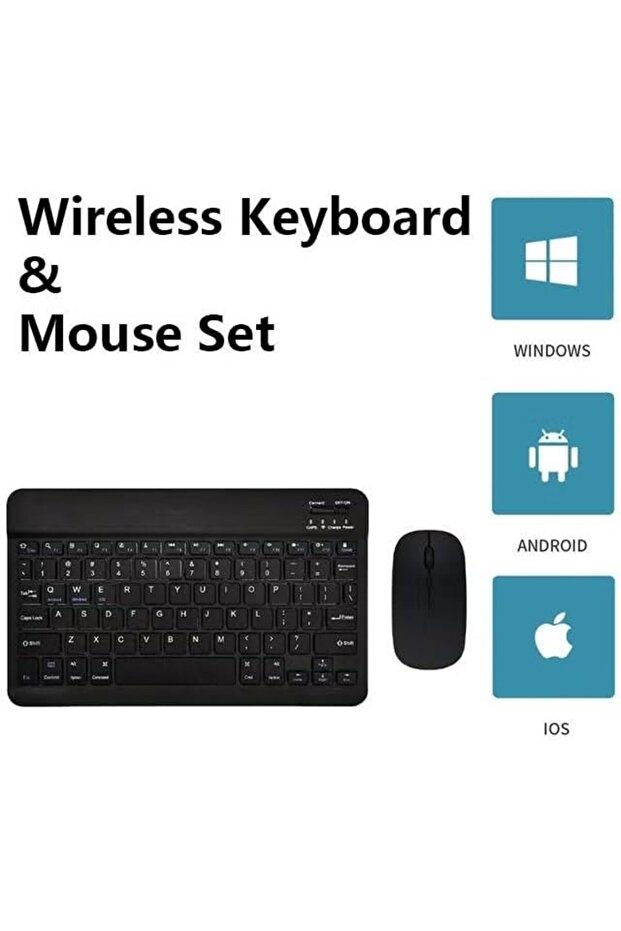 مجموعة لوحة مفاتيح وماوس لاسلكية قابلة لإعادة الشحن بتقنية البلوتوث، متوافقة مع أجهزة أندرويد وويندوز اللوحية - 2