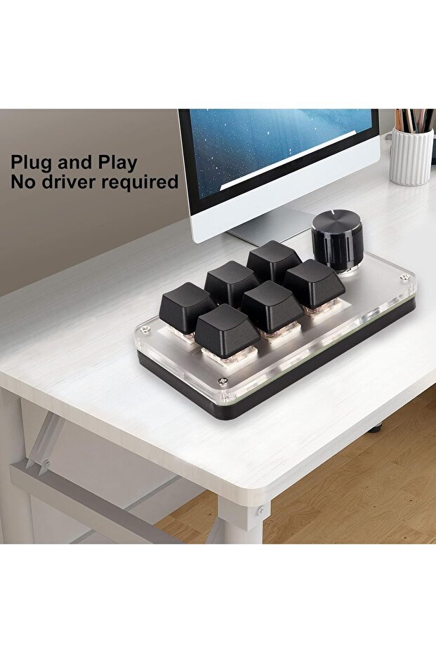 لوحة مفاتيح ماكرو قابلة للبرمجة، لوحة مفاتيح ماكرو ميكانيكية للألعاب مع مقابض قابلة للتخصيص، مفتاح أحمر، واحدة - 2