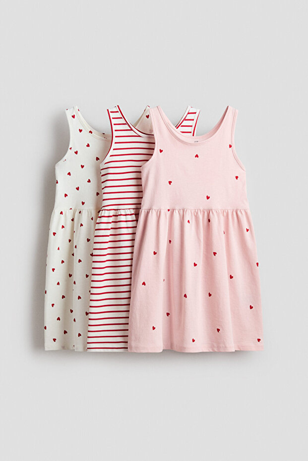 3’lü Baskılı ve Pamuklu Elbise - 1