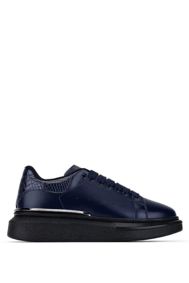 Men's Faux Leather Navy Blue Sneakers & Sports Shoes