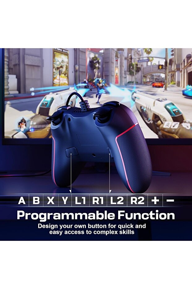 وحدة تحكم بأسلاك للكمبيوتر مزودة بزرين لتعيين الوظائف، وخاصية اهتزاز قابلة للتعديل، و3 سرعات توربو، متوافقة مع - 3