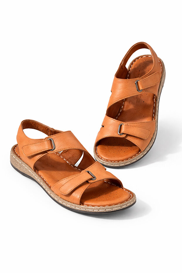 Luna Comfort Tan Genuine Leather Women's Sandals