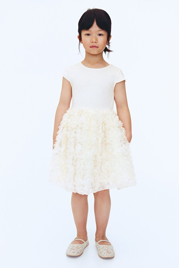 Çiçek Aplikeli Elbise - 2