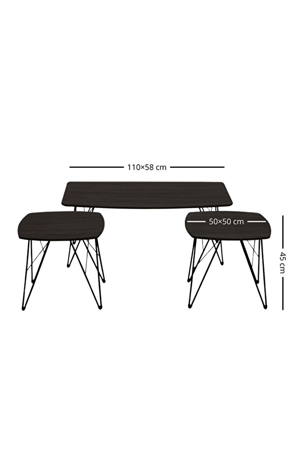 طقم طاولات خدمة بسطح خشبي ثلاث قطع - 2