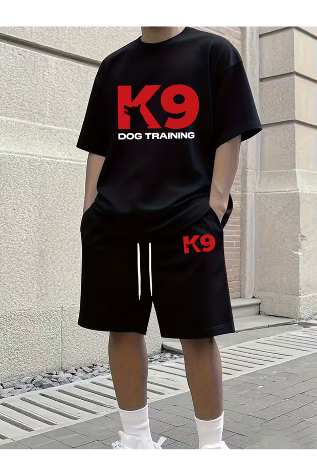 Unisex K9 Printed T-Shirt and Shorts Top and Bottom Set