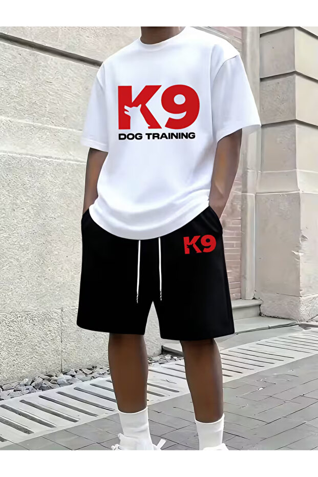 Unisex K9 Printed T-Shirt and Shorts Top and Bottom Set