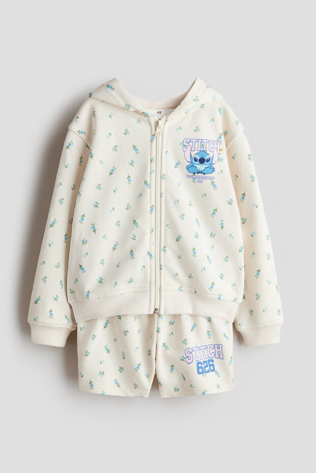 2 Parçalı Baskılı Sweatshirt Set - 1