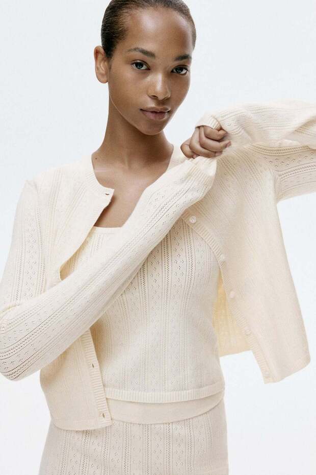 Pointelle-knit cardigan
