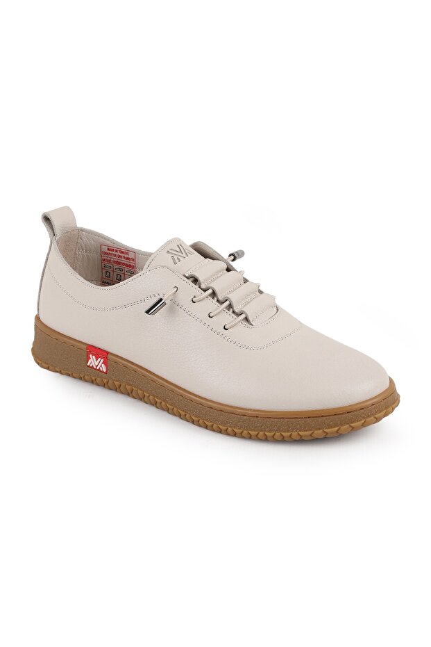 L077.2487 Genuine Leather Elastic Laced Non-Slip Rubber Sole Women's Casual Shoes 26Y